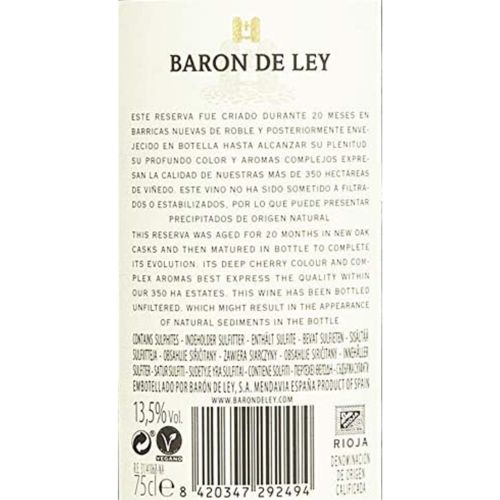 Vino BARON DE LEY Rva 75cl