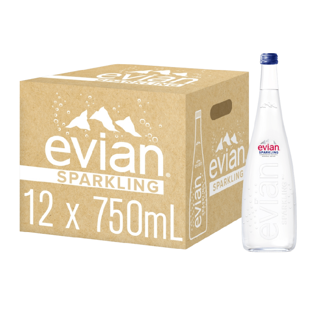 Agua EVIAN GLASS GAS 12x75cl