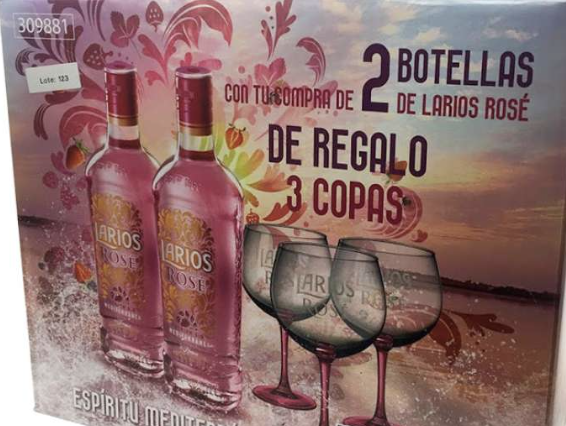 OnPack LARIOS ROSE 70cl (2B) + 3 COPAS LR